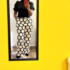 Black and white polka dot women casual pants for sale.